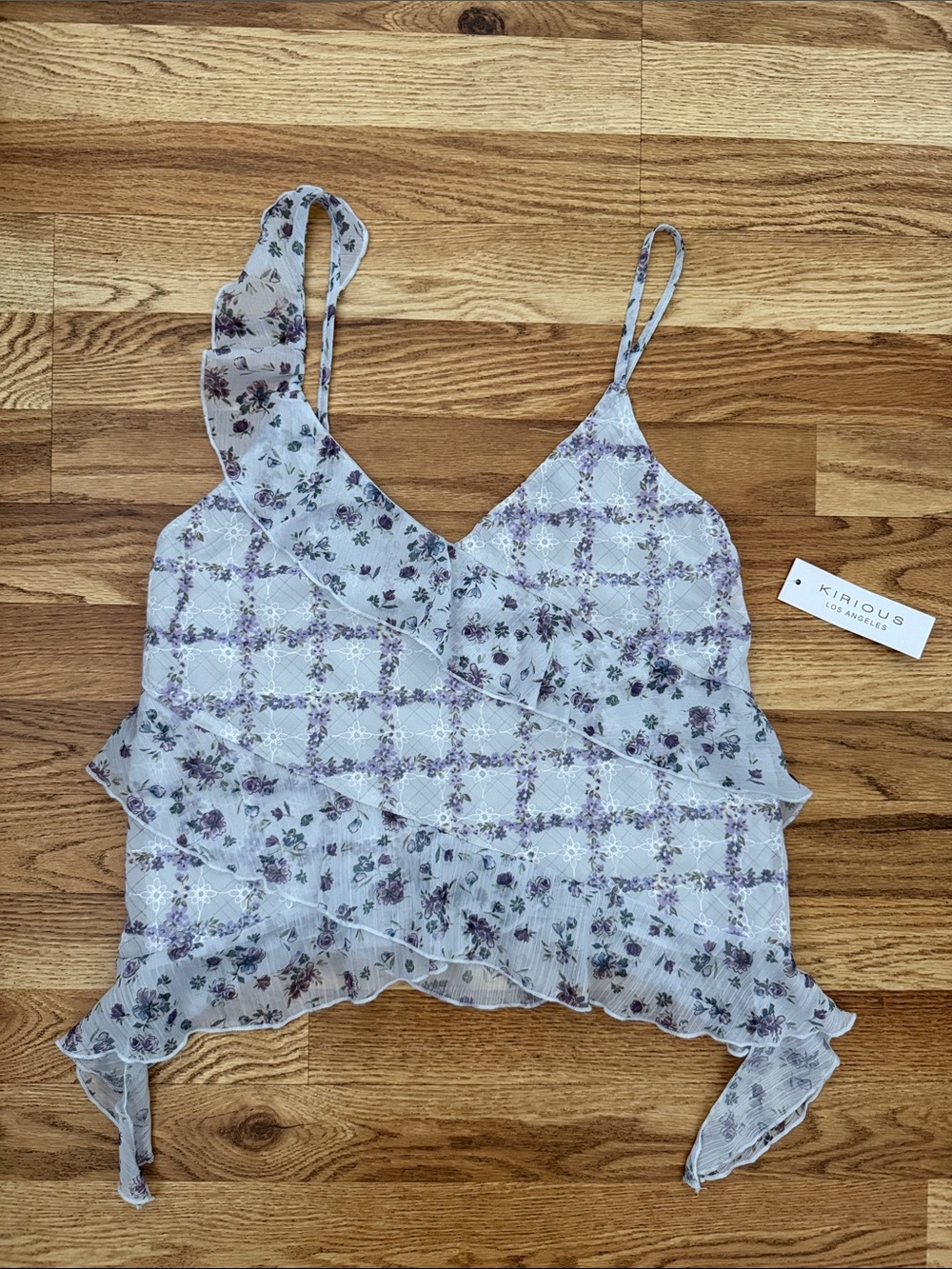 Kirious Lavender Floral Ruffle Camisole